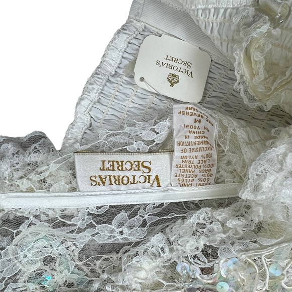 Vtg Victorias Secret Corset Bustier Ivory Lace Sequins Gold Label NWT Sz M - Picture 7 of 8